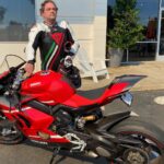 Mark Sheppard Instagram - Slightly tousled after a very quick run to @ducatinb Loving my @daineseofficial Custom Works d-air RR suit and @agvhelmets Pista RR. Safe and cool. Ducati Newport Beach