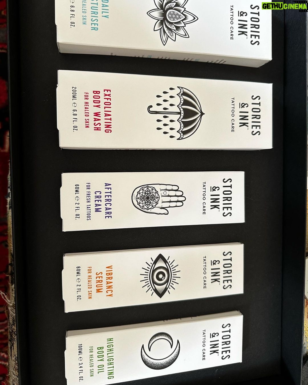 Mark Sheppard Instagram - My first Birfday present! Lovely care package from my friends @storiesandinkskincare lovely tattoo care products from a small UK company. Check them out.