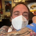 Mark Sheppard Instagram - Back in the saddle again… @1111ad_tattoo with @kevin_f_quinn a special shout out to @tattoonumbingcream and @madrabbit for looking after my skin!