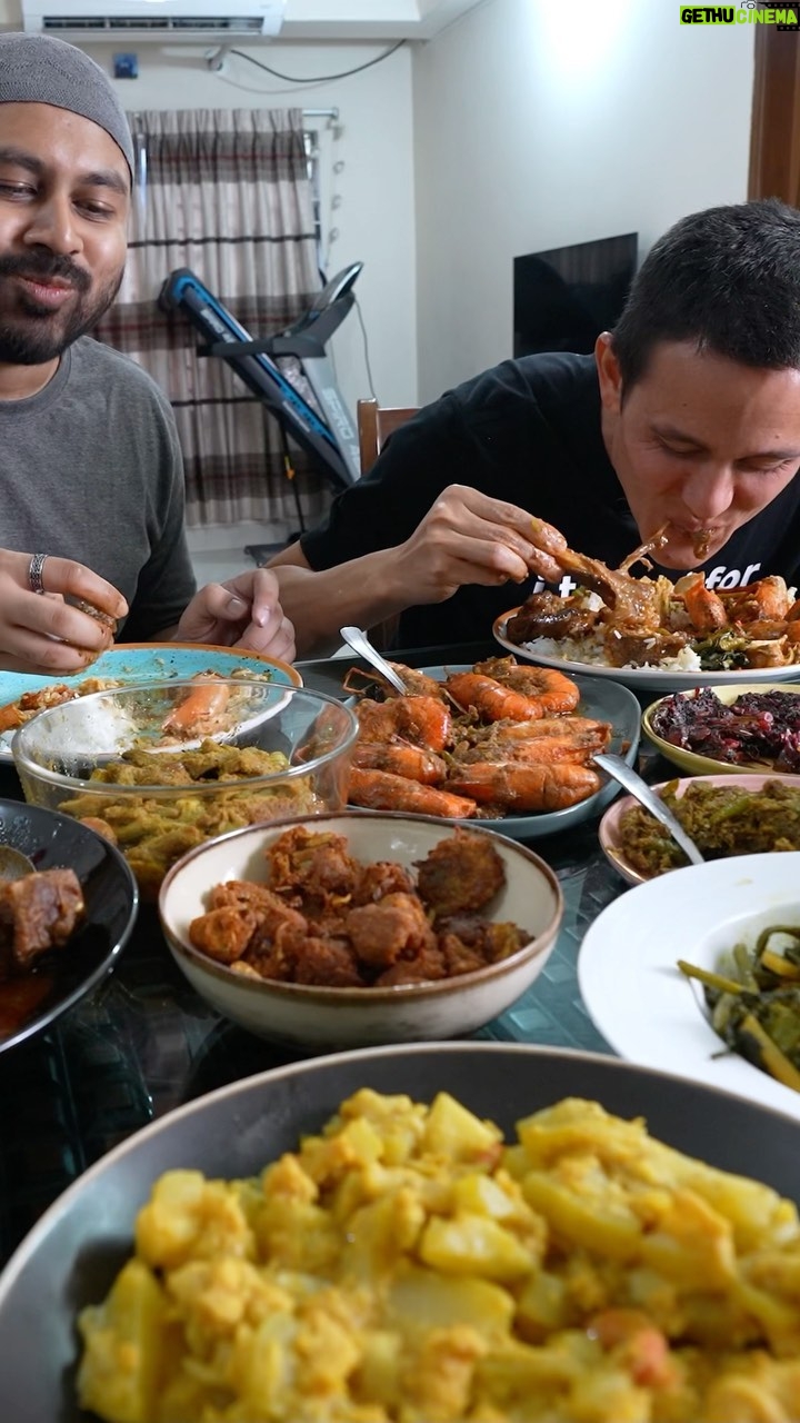 Mark Wiens Instagram - First meal in Bangladesh! 🇧🇩 Home-cooked 18 Bangla dishes thanks to @petukcouple Incredible meal, stay tuned for lots more food! #Bangladesh #Dhaka #BengaliFood Dhaka, Bangladesh