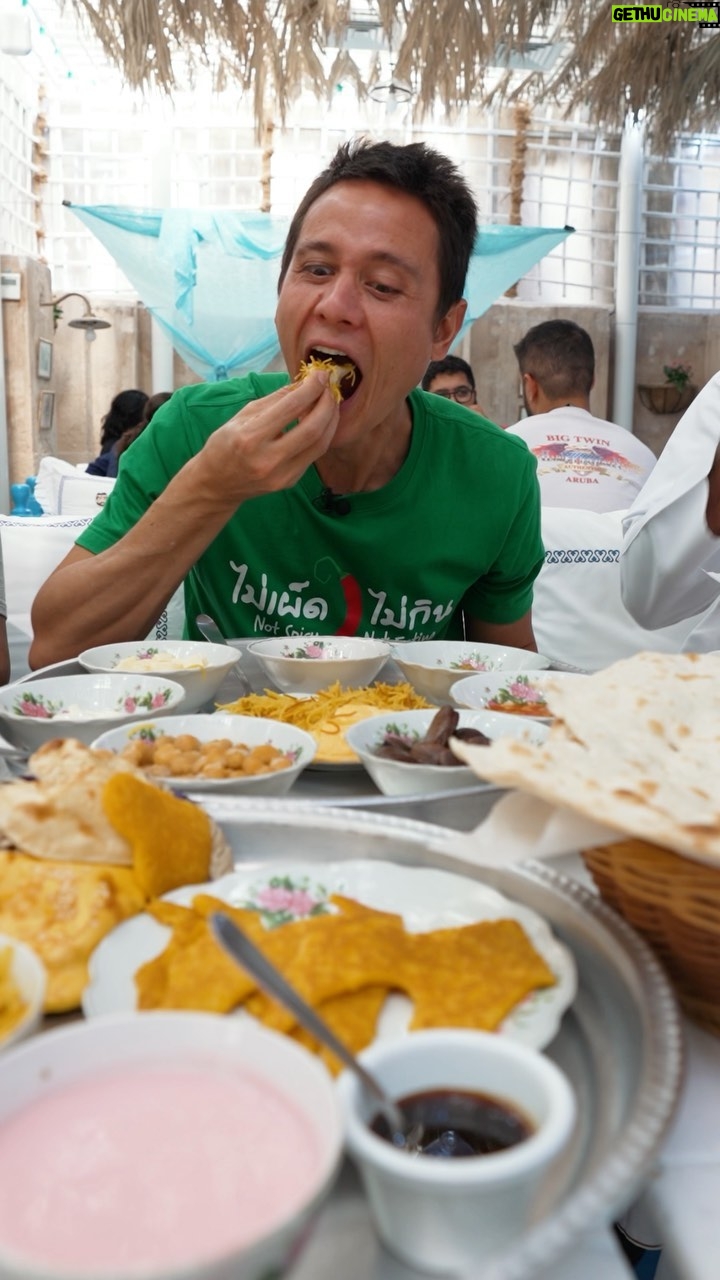 Mark Wiens Instagram - Emirati breakfast feast with @theminoritytaste Don’t miss “Mr. Ali’s favorite breakfast,” a delicious scramble of tomatoes and eggs. #Dubai @arabianteahouse #EmiratiFood Arabian Tea House
