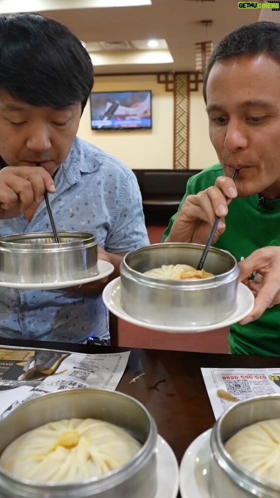 Mark Wiens Instagram - Giant Soup Dumplings 🥟 with @mikexingchen #dumplings Watch the full video on YouTube now! 📍 Long Xing Ji Juicy Dumpling Wang Xing Ji Juicy Dumplings