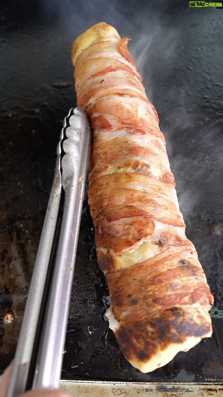 Mark Wiens Instagram - @percheronmexicangrill Cheese, carne asada, onions, tomato, avocado, all wrapped in a massive tortilla, fully plastered in bacon, and fried until crispy. So good!! #MexicanFood #burrito #tucson