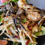 Mark Wiens Instagram - Missing Thai food! @luv2eat.thaibistro to the rescue! Phuket style southern Thai food, don’t miss the amazing crab 🦀 curry with rice noodles (ขนมจีน น้ำยาปู). And my first time to eat stink beans in the US = happiness 😅 with @paidonnnn @mmilkmilkmilk #ThaiFood #LosAngeles #LAFood Luv2eat Thai Bistro