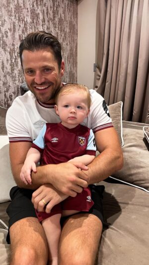 Mark Wright Instagram - Nice evening last night giving Presley his first West Ham kit. We played a game of Hammer Pits 😂 Welcome to the hammers little man ⚒️ 
@jesswright77