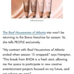 Marlo Hampton Instagram - Hamptons, My contract with Real Housewives of Atlanta ended when season 15 wrapped. This break from RHOA is a fresh start, allowing me the space to participate in new creative entertainment projects focused on my future, and not reliving my past. My nephews are transitioning into pivotal stages of their academic adolescence, and I am focused on my representation in their eyes and getting back to showing my multifaceted lifestyle of philanthropy, fashion, and fabulosity! I am thankful for this amazing platform of Housewives, which has allowed me to bring awareness to foster care, my non-profit Glam It Up, Inc., and showcase my fashion showroom, Le Archive. I look forward to my continued relationship with Bravo and NBC Universal. I wish Truly Original and the RHOA cast all the best. xoxo - Marlo Hampton p.s. Tag me in videos of your favorite #RHOA Marlo moments and I’ll share on my story.
