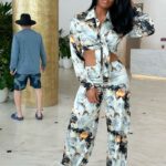 Marlo Hampton Instagram - When one door closes, it opens back to bad a$$ fit @FashionNova 🔥 🔎Baecation Satin Pant Set - Grey/combo 🔎The Perfect Match Plisse Pant Set - Blue