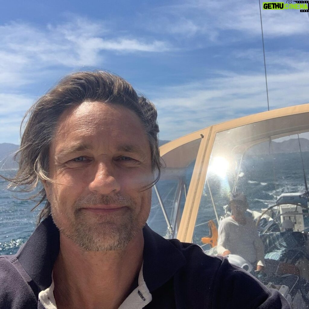 Martin Henderson Instagram - Just sailing past a town with cell service so just a note to say hi to everyone. We are safe and sound on the sea and hope you are all taking care. #weareallinthistogether