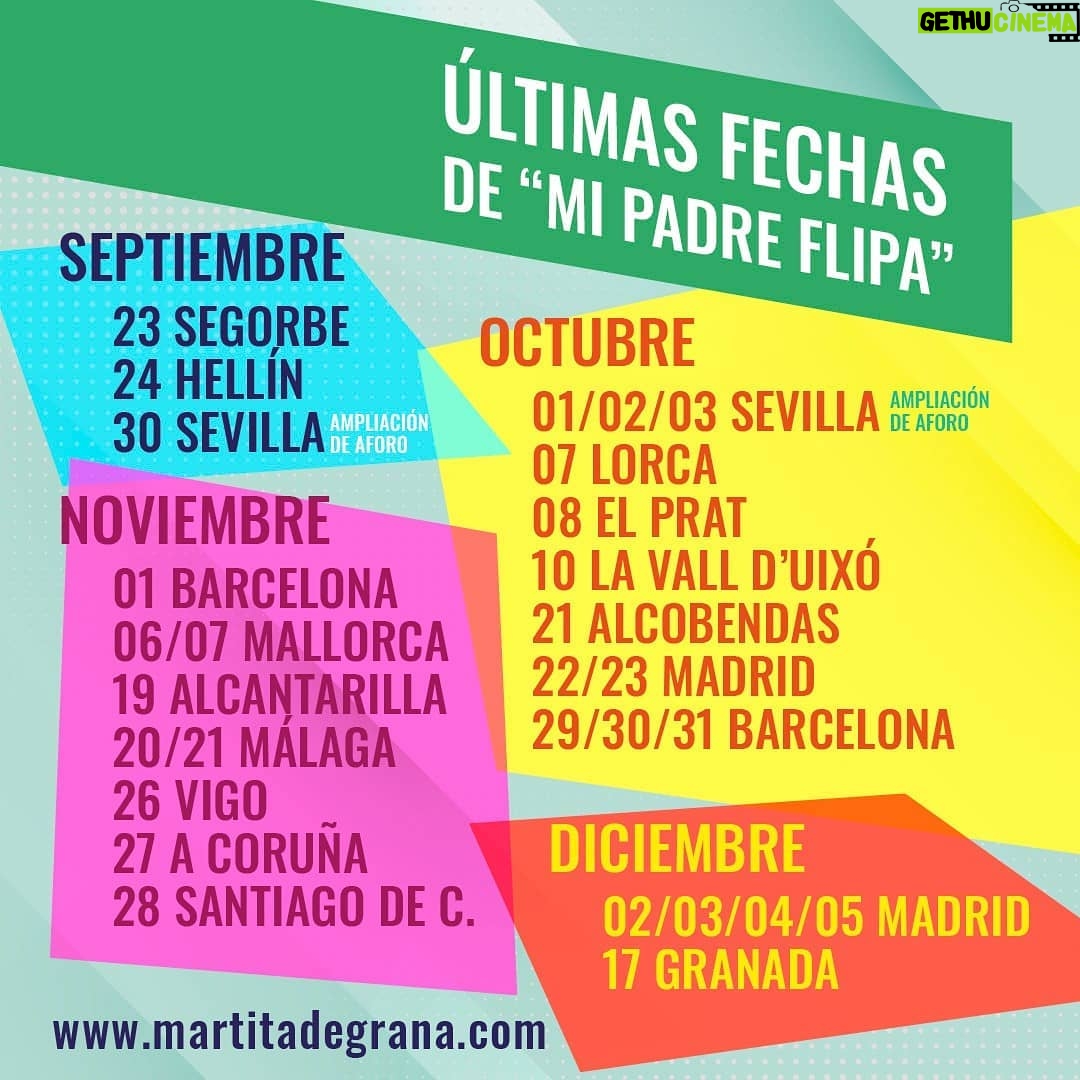 Martita de Graná Instagram - Con estas fechas me despido de este Show al que tanto amor le habéis dado durante tanto tiempo. Hasta siempre "Mi Padre Flipa" Gracias a las miles de personas que me habéis hecho tan feliz.💜💜 Después me tomo un buen tiempo para descansar y escribir y sobretodo para tener una poquita de salud mental mari! 😁 Entradas en www.martitadegrana.com ( algunas ya disponibles) para otras os voy avisando. Gracias de nuevo