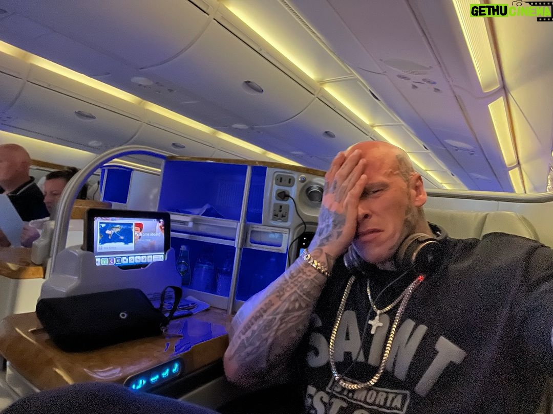 Martyn Ford Instagram - 15 hour flight, and they’ve sat my parents next to me 🤦♂️✈️🍷😭🇦🇺🤷🏼♂️ …. I didn’t think this through hahaha