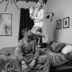 Mary Fitzgerald Instagram - Our new favorite weekend fun is challenges 🤣 This one didn’t go as planned 💕 #couplegoals #challenges #maryandromain