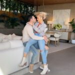 Mary Fitzgerald Instagram - Anyone else’s husband try to sneak a kiss in when they’re sick 😷 ??? • • • 📸: @lindylinphoto can’t wait to see these beautiful photos thank you for capturing us being our crazy selves. Glam: @chrisartease Shoes: @toms #photoshoot #couplephotos #luxuryreralestate #manhattanbeach #maryandromain #sellingsunset #netflix