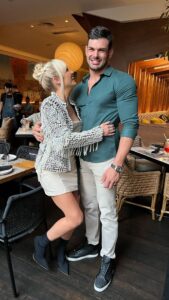 Mary Fitzgerald Instagram - Since you guys asked for more Romain & I 🤍🤍🤍 How do you guys think we did 🤭 #funnyreel #fyp #sellingsunset #couplegoals #marriage #netflix #realitytv #mylove #couplefun #pastaandlobster #husband #couplereels #maryandromain #thebonnets