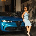 Mary Fitzgerald Instagram - Can you tell blue is my favorite color?! I’m obsessed!! 💙🤍💙 @alfaromeousa @alfaromeostake @mondrianhotelsobe #miamigp - Glam💄: @hermesmakeup Mondrian South Beach