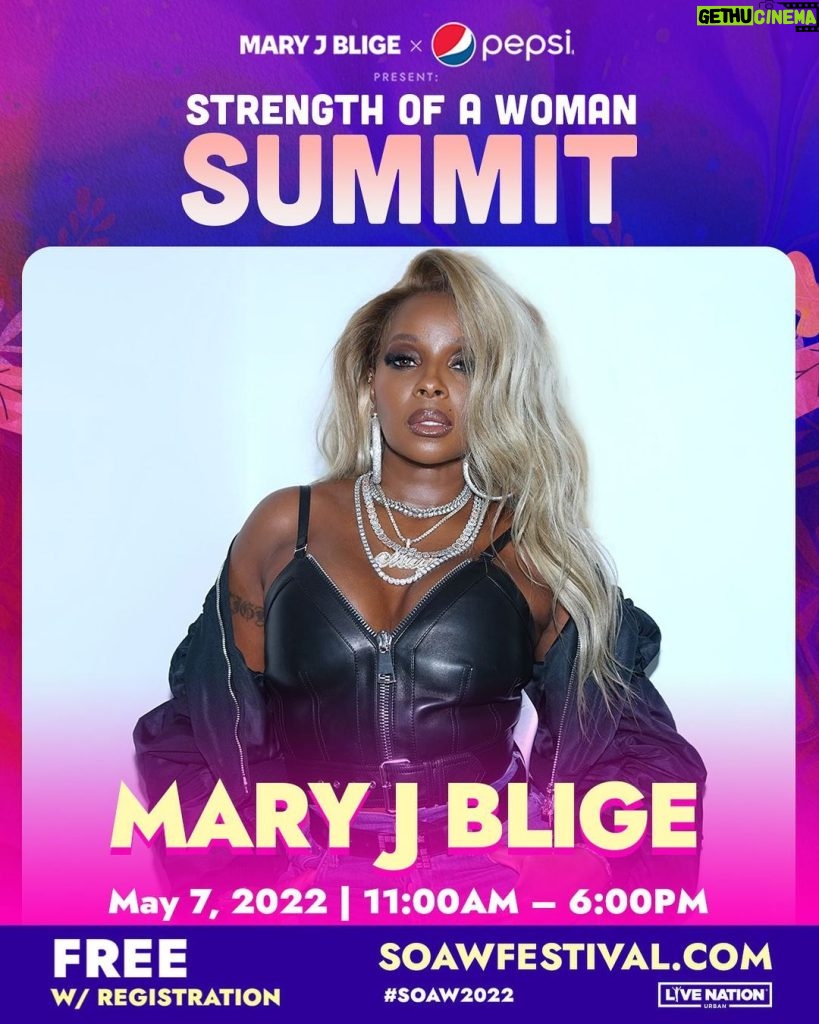 Mary J. Blige Instagram - Meet me at @strengthofawomanfest summit on Saturday May 7. @pepsi & I have put together some amazing black female entrepreneurs and business leaders. Click the 🔗 in bio to get your tickets. #SOAW22