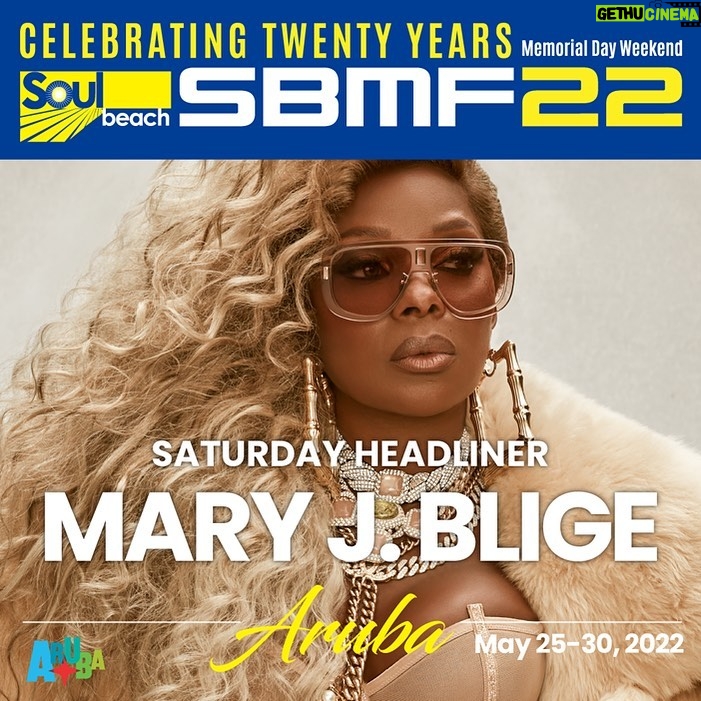 Mary J. Blige Instagram - I am excited to celebrate the 20th Anniversary of @soulbeachmusic in Aruba! Hope to see you there!