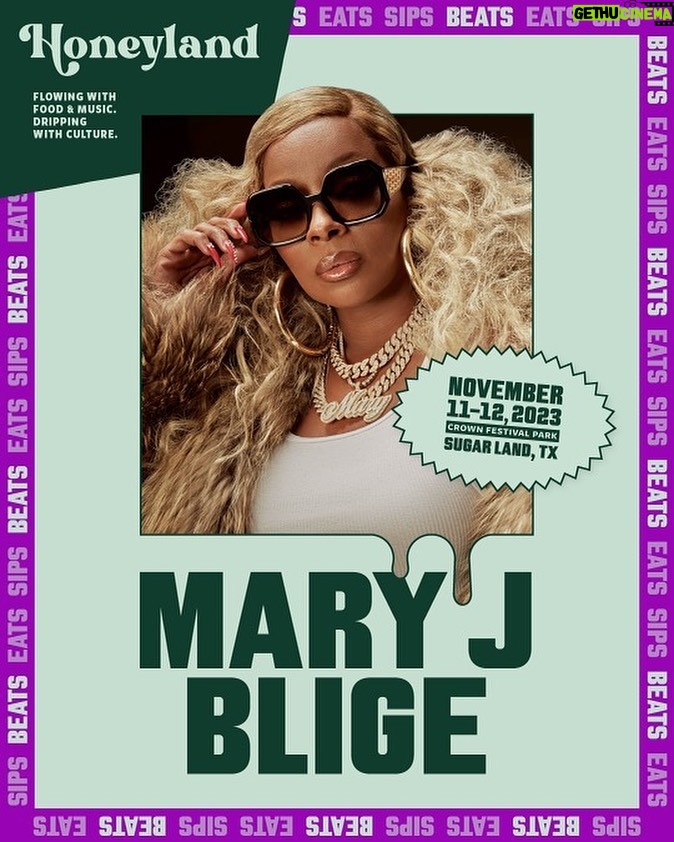 Mary J. Blige Instagram - Houston!! I can’t wait to see you all for my live performance at @honeylandfest Sunday, November 12th Get your tickets now and see you soon!!!