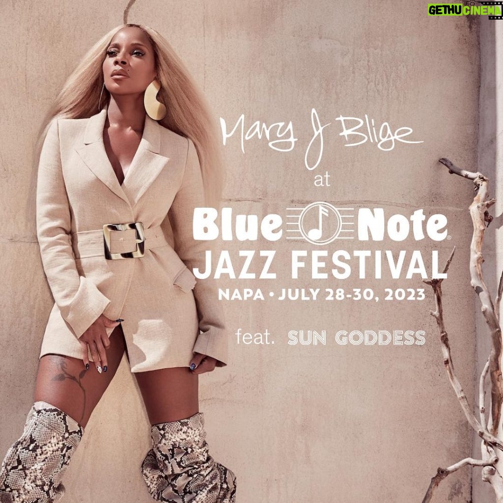 Mary J. Blige Instagram - Get ready for an incredible weekend of music and wine! 🍷 Here's what's planned: Tonight, Mary J. Blige will be headlining the @bluenotejazzfestival in Napa Valley, where you can find @sungoddesswines in the GA Sun Goddess Bar and VIP bars! Tomorrow, MJB will be dropping by a wine store in the Bay Area. Keep a close eye on @therealmaryjblige Story to find out how you can meet The Queen 👀 San Francisco, California