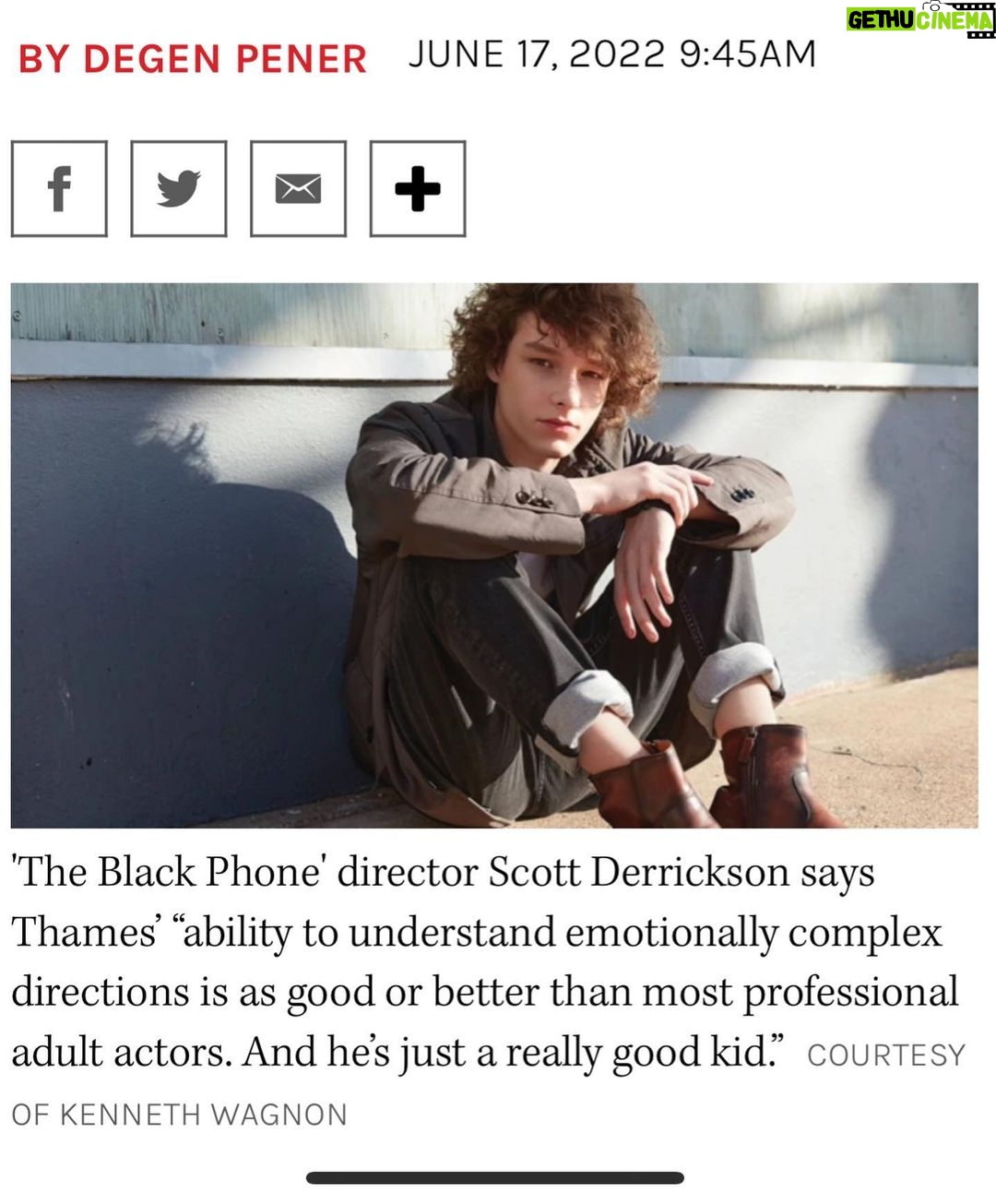 Mason Thames Instagram - Thank you @scottderrickson!!! @thehollywood_reporter #theBlackPhone @theblackphonemovie @scottderrickson @ethanhawke @madeleinemcgraw #jeremydavis @jamesransone @blumhouse @universalpictures June 24 Only in theaters :::::::::::::::::::::::::: 📸: Ken Wagnon styling: @fashionstyle_sally grooming: @rickydallas jacket, jeans @tomford boots: vintage @gucci