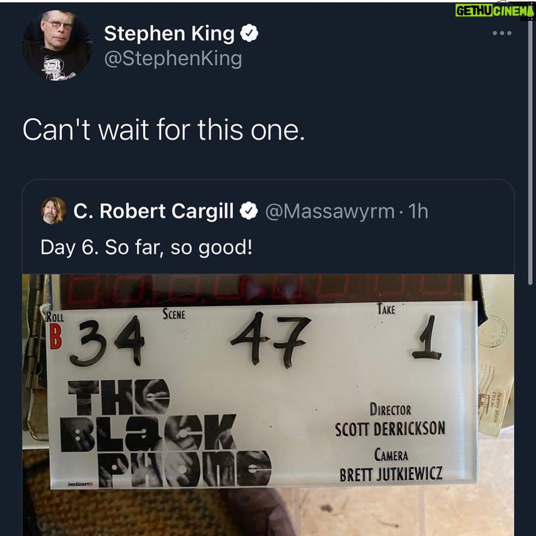 Mason Thames Instagram - 😱 Thank you #StephenKing! #📞 #theblackphone 🖤🖤