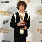Mason Thames Instagram - Thank you @fangoria for the Editors Eyeball Award!! As a huge fan of #fangoria this is such an honor! @theblackphonemovie #thechainsawawards @blumhouse @universalpictures Styled by @alexandermcqueen @fashionstyle_sally Groomed by @harperartist Sweater + Pants @alexandermcqueen