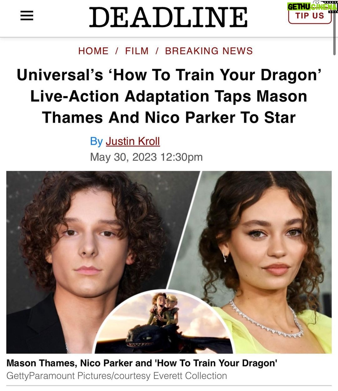 Mason Thames - 295K Likes - SO EXCITED!!!! @universalpictures @nicoparker @dean.deblois #howtotrainyourdragon #httyd #hiccuphaddock
