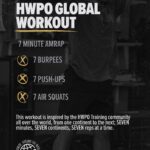 Mat Fraser Instagram - In celebration of HARD WORKERS around the world, we’re giving away 12 months of FREE programming to one person EVERY DAY for the next week (11/20 - 11/26). All you need to do is complete the HWPO GLOBAL WORKOUT, post on Instagram, and tag @hwpotraining for your chance to be randomly selected. We’ll pick one lucky HARD WORKER each day. 7-Min AMRAP: 7 Burpees 7 Push-ups 7 Air Squats This workout is inspired by the HWPO Training community all over the world, from one continent to the next; SEVEN minutes, SEVEN continents, SEVEN reps at a time. For full details, check the link in our bio/stories. Get after it, and GOOD LUCK. - #hwpo #hwpoisglobal #hwpotraining