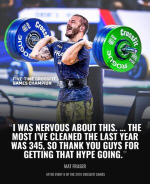 Mat Fraser Instagram - What a moment.🔥 
Throwback to when five-time Fittest Man on Earth @mathewfras hit an unforgettable 380-lb (172.3 kg) clean at the 2019 CrossFit Games, winning the event. 

#CrossFit #CrossFitGames #Sports #Weightlifting 📸 @flsportsguy 🎨 @lindseyaarellano #HWPO