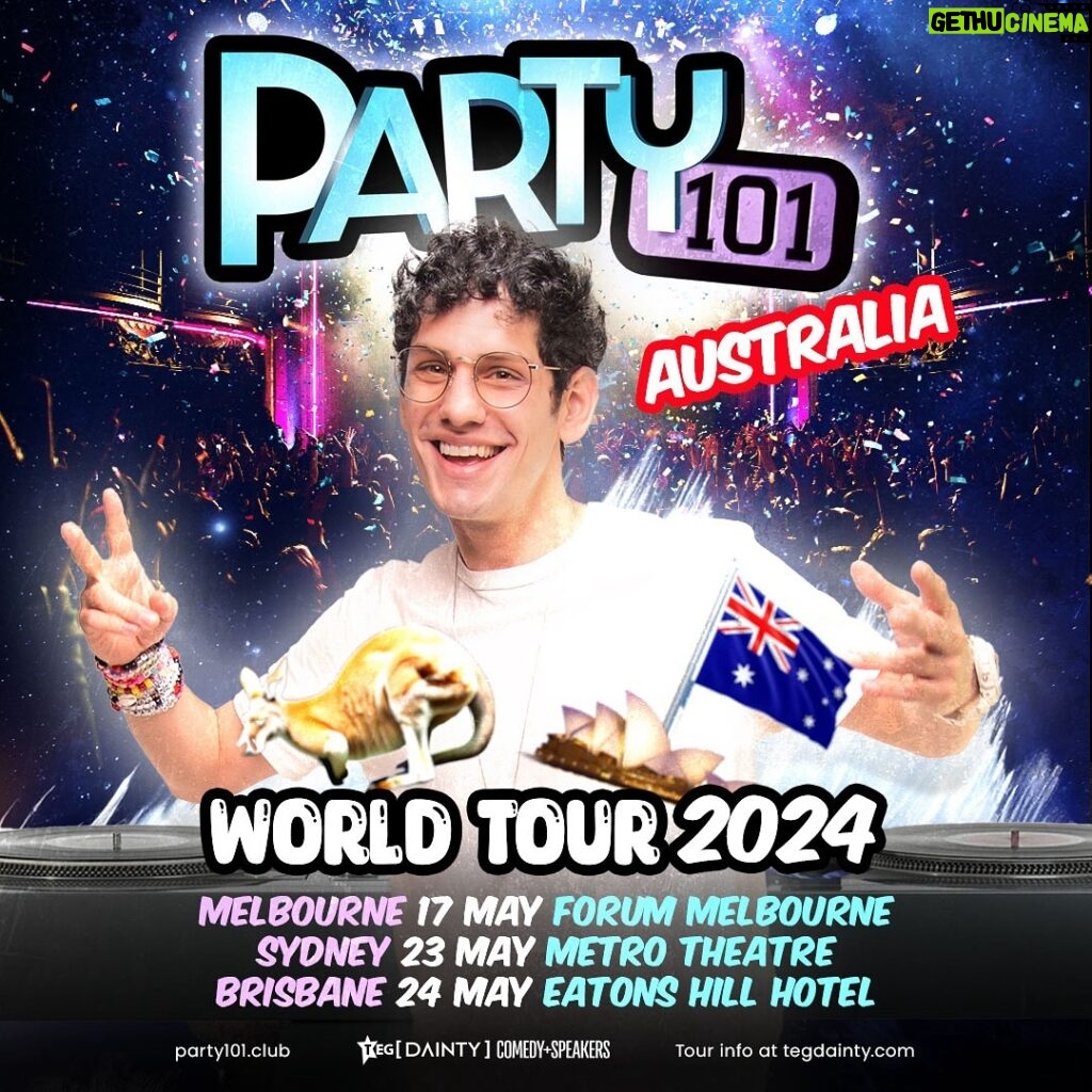 Matt Bennett Instagram - The Party 101 World Tour CONTINUES! Australia, we’re bringing the party your way! Ticket link in bio let’s goooooo