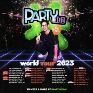 Matt Bennett Instagram - The Party101 tour is officially on the road! World, don't think we forgot about you, I'm playing Vancouver on April 21st with more out of the country dates to come! 
Pre-sale starts Thursday at 10am PST and tickets go live on Friday at 10am PST. Sign up for the presale at party101.club. All other tickets are live now :)
🎥 by @notoriouz.b