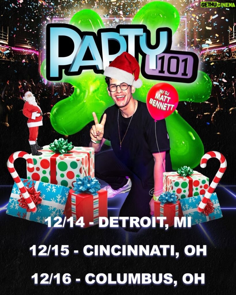 Matt Bennett Instagram - It’s a holiday miracle! Cincinatti! Detroit! Columbus! Do you like Christmas and Chill? How about that weird Sleigh Ride promo with all the Nickelodeon casts? We’ve got it all and more at a special holiday run of @party101la , see you this weekend! Detroit, Michigan