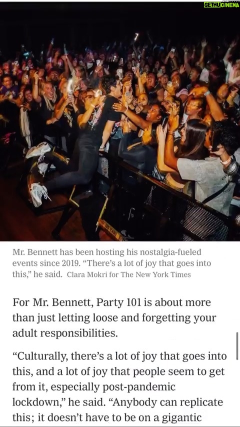 Matt Bennett Instagram - Party 101 got written up in the New York Times! The article is behind a paywall but here are some highlights! Link in bio if you want to check out the whole thing :)