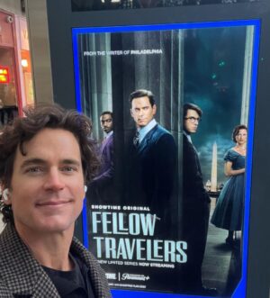 Matt Bomer Instagram - ❤️NYC❤️ 

Fellow Travelers now streaming on @paramountplus and @showtime
 
@maestrofilm in theaters Nov 22

All styling: @warrenalfiebaker 
Grooming: @melissa.dezarate and Losi