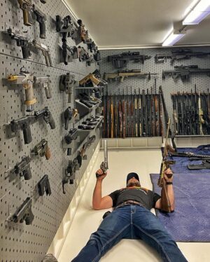 Matt Carriker Instagram - SWIPE!!! Cleaning up the vault with some @gallowtech wall mounts and racks. Looks SOOO FREAKING GOOOOOOD!