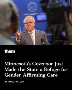 Matt McGorry Instagram - This country is terrifying and exhausting to live in. So glad for a little good news. 

Repost @alokvmenon
・・・
“Finally some good news. We need more states to do this and be proactive in creating sanctuary for trans and gender non-conforming people.

repost
@them Minnesota Governor Tim Walz just signed an executive order to make the state a refuge for trans people who flee their homes in order to seek lifesaving transition-related care. 

On Wednesday, Executive Order 23-03 was signed by the governor, which orders state agencies to protect people seeking gender-affirming healthcare in Minnesota, as well as the entities that provide it. State agencies are also specifically forbidden from providing information or assisting investigations to penalize trans people and their allies for seeking transition-related care. Judgments from other states that terminate parental rights because the parent provided their child with transition-related care will not be recognized by the state of Minnesota, and the state will also refuse to comply with subpoenas that seek information about trans people who travel to Minnesota to obtain care.
Additionally, the executive order tasks the Minnesota Department of Health (MDH) with preparing a report that summarizes the literature on the safety and effectiveness of gender-affirming care, to be presented to the Governor, Lieutenant Governor, and Legislature by the end of the year. The order also strengthens protections for insurance coverage of transition-related care and mandates MDH to refuse to approve HMO contracts that discriminate against people on the basis of sex, sexual orientation, gender identity, or gender expression. 

Noting that other states have “curtailed access to, or even criminalized” transition-related care, Walz’s executive order recognizes that “these actions pose a grave threat to the health of LGBTQIA+ individuals by preventing them from affirming their gender identities through safe and scientifically proven treatments.”
Head to the link in bio to read more. “