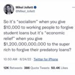 Matt McGorry Instagram – Repost @freckledwhileblack 
🙏🏼❤️🙏🏼♥️
・・・
“Don’t get it twisted: this is still a win because just a year ago Biden was saying he wouldn’t forgive a dime. AND watch how these elected officials throw us crumbs expecting a standing ovation in exchange.

✊🏽 Cancel predatory student loan interest rates both retroactively and for the future.
✊🏽 Forgive ALL student loan debt.
✊🏽 Invest in free public and community college educations so that we don’t have to do this again every few years as new students take on new debt.

Before you call these demands “pie-in-the-sky,” ask yourself when you became so accustomed to settling for the bare minimum.

I believe that we will win.”