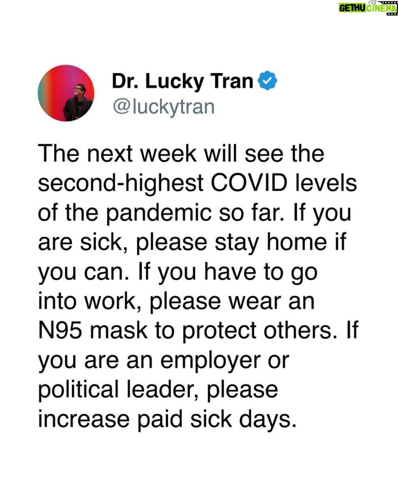 Matt McGorry Instagram - Repost @luckytran ・・・ “According to the latest CDC COVID-19 wastewater data, we are currently in the second-biggest surge of the pandemic. 35 states have very high or high levels of COVID-19. The surge will peak in the next week, with ~2 million infections per day. During this surge, ~100 million people total (~1 in 3 people in the US) will likely get COVID. If you are sick, please stay home if you can. If you have to go into work, please wear an N95 mask to protect others. If you are an employer or political leader, please increase paid sick days. And the reality is that because many people attended large unmasked events over the holidays, and we are in a big surge of COVID cases, now is one of the most important times of the year to wear a mask. Wastewater data suggests there was a 50%+ chance you encountered someone with COVID if you attended an event with 20+ people over the holidays. You can transmit COVID before you develop symptoms, so now is a good time to wear a mask to protect others, and also yourself (if you were lucky enough to avoid infection over the holidays). Start the new year by staying safe and healthy by following the science and taking a few simple precautions like getting vaccinated, wearing a mask, testing, and staying home when you are sick! #health #holidays #newyear #science #medicine #celebration “