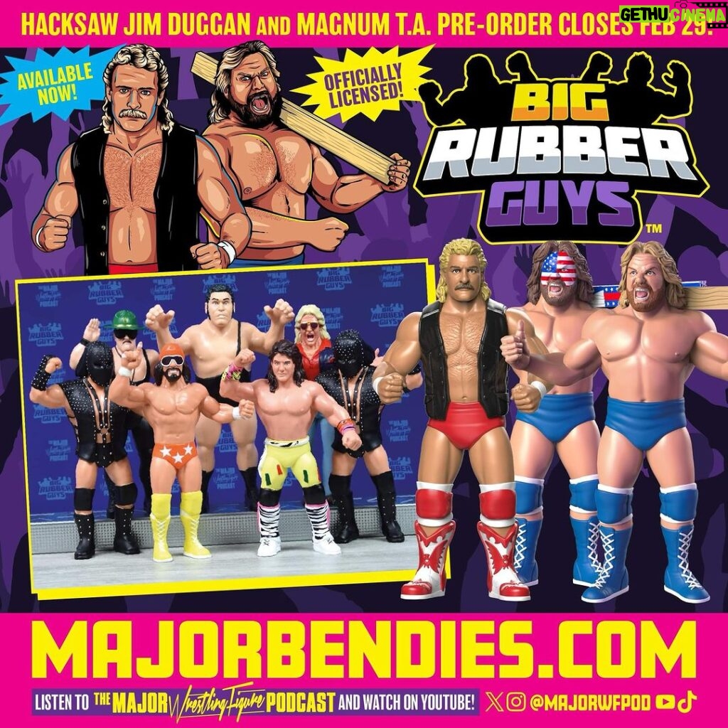 Matthew Cardona Instagram - Less than a week to order our latest set of #BigRubberGuys featuring Magnum TA & Hacksaw Jim Duggan! After February 29th, the pre-order closes & you will no longer be able to get them at the lowest price possible. Gets yours at MajorBendies.com #ScratchThatFigureItch