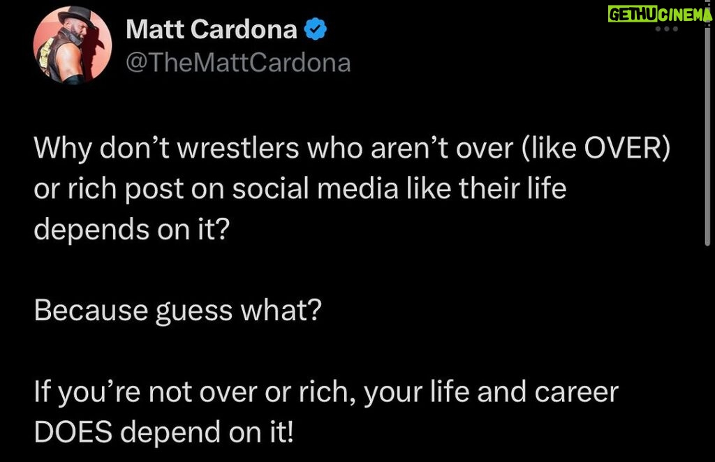 Matthew Cardona Instagram - I am serious bro