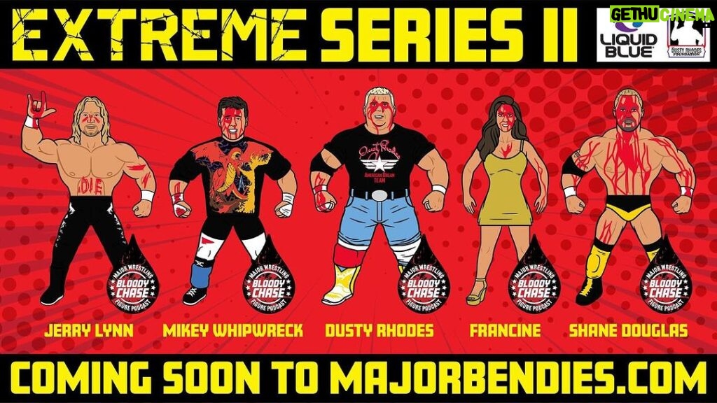 Matthew Cardona Instagram - Extreme #MajorBendies Series 2 will be up for pre-order in March with bloody & non-bloody versions at MajorBendies.com! • Jerry Lynn • Mikey Whipwreck • Dusty Rhodes • @ECWDivaFrancine • Shane Douglas Who are you most excited for? #ScratchThatFigureItch