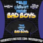 Matthew Cardona Instagram - New designs available from @prowrestlingtees! The “MAJOR” one is inspired by Clerks but with a twist. Can you name the companies each letter comes from? Then, we have one of our all time favorite Bone Crunching lines, Bad Boys! Gets yours at ProWrestlingTees.com/MajorWFPod