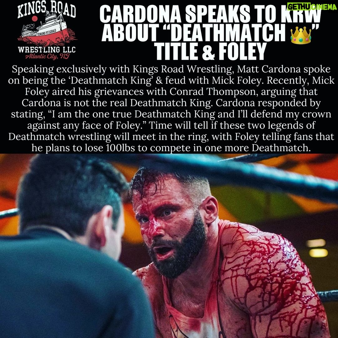 Matthew Cardona Instagram - @themattcardona spoke to KRW about @realmickfoley & being the ‘Deathmatch King’ 👑! Who is the real King??? - - - - - - - - - - - - - - follow @kingsroadwrestlingllc for daily wrestling content! - - - - - - - - - - #prowrestling #wrestling #wwe #wweraw #wwesmackdown #ecw #ecwwrestling #aew #aewdynamite #aewcollision #independentwrestling #indywrestling #gcw #gcwwrestling #gamechangerwrestling #deathmatchwrestlling #icwnhb