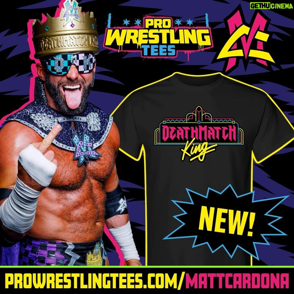 Matthew Cardona Instagram - Get the new DEATHMATCH KING shirt on @prowrestlingtees! Prowrestlingtees.com/mattcardona
