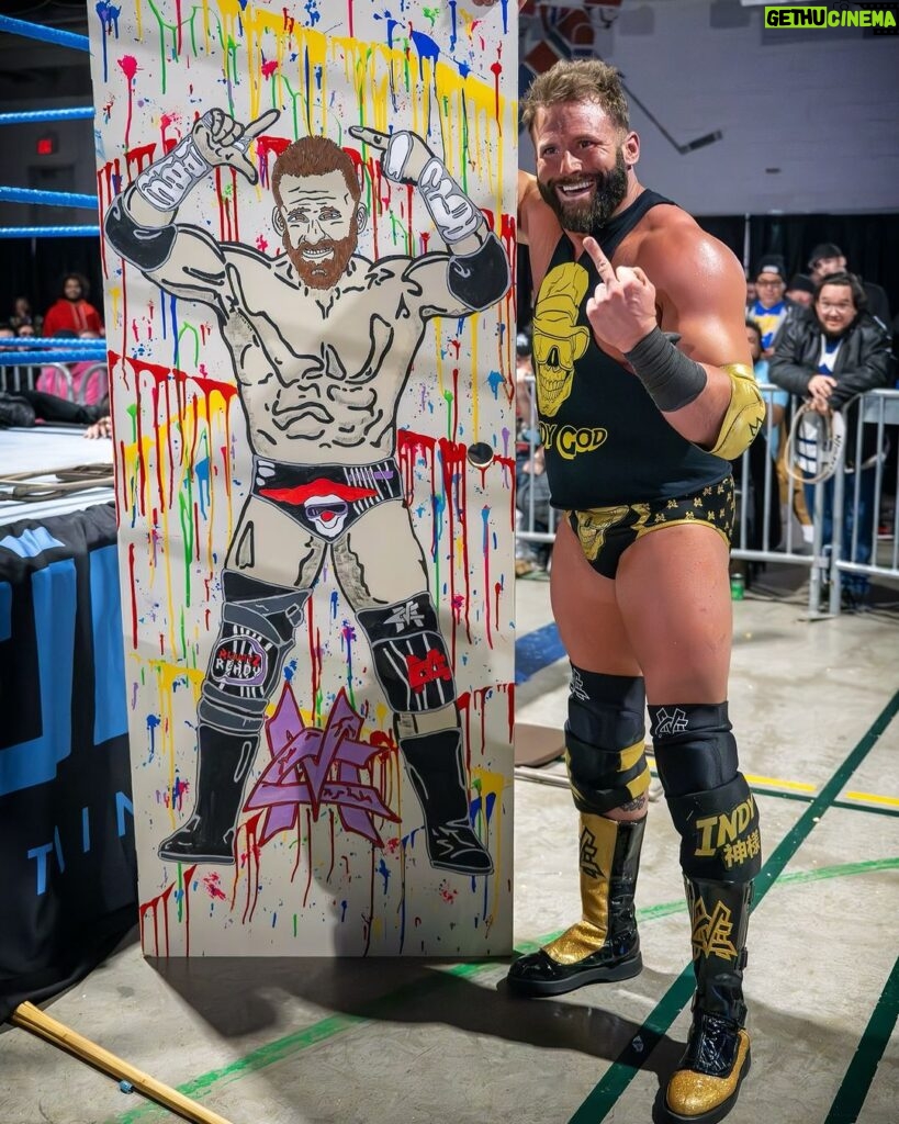Matthew Cardona Instagram - All these wannabe Indy Gods are using doors as weapons… But who else is using customized doors?! SOLD OUT house at @destinyworldwrestling! Thanks Tim Titus for the door! 📷: @weissshotme
