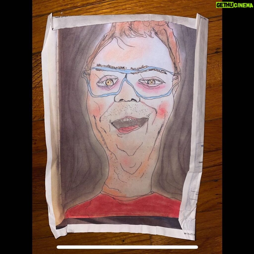 Matthew Gray Gubler Instagram - kevin in crayon on the back of a plane ticket