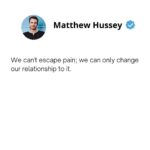 Matthew Hussey Instagram - Understanding how to better deal with pain is one of the greatest leverage points for being happy. Sometimes it's not about making the pain go away; it's about changing our relationship with pain altogether. There’s a scene from the film Lawrence of Arabia in which T.E. Lawrence lights a match and lets it burn down to his fingertips without letting out so much as a peep. The officer with him tries it and yelps at the burn.   “It damn well hurts!” says the officer. “Certainly it hurts,” says Lawrence. “Well, what’s the trick then?” asks the officer. Lawrence replies, “The trick . . . is not minding that it hurts.”   Forget trying to avoid pain. Instead, start “not minding.” Do you have a question about your love life that you'd like to send me in private? Comment ASKMH below and I will DM you the link to send me your question, and you'll also get a free 14-day trial to my Love Life community so you can join us on our next webinar.