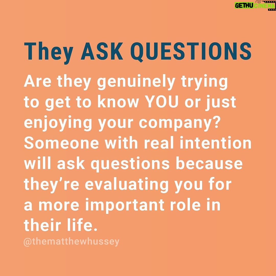 Matthew Hussey Instagram - The danger of getting attention from someone we like is that we can quickly start to invest in a story that our mind has created and ignore whether we see signs they are really investing in us. There’s nothing wrong with enjoying the attention someone is giving you. Just don’t confuse ATTENTION with genuine INTENTION. You can’t instantly know what someone’s intentions are, of course, but there are things you can look out for along the way that may give you some clues . . . If you want 67 specific and practical ways to create momentum in early dating, check out MomentumTexts.com or click the link in my IG profile.