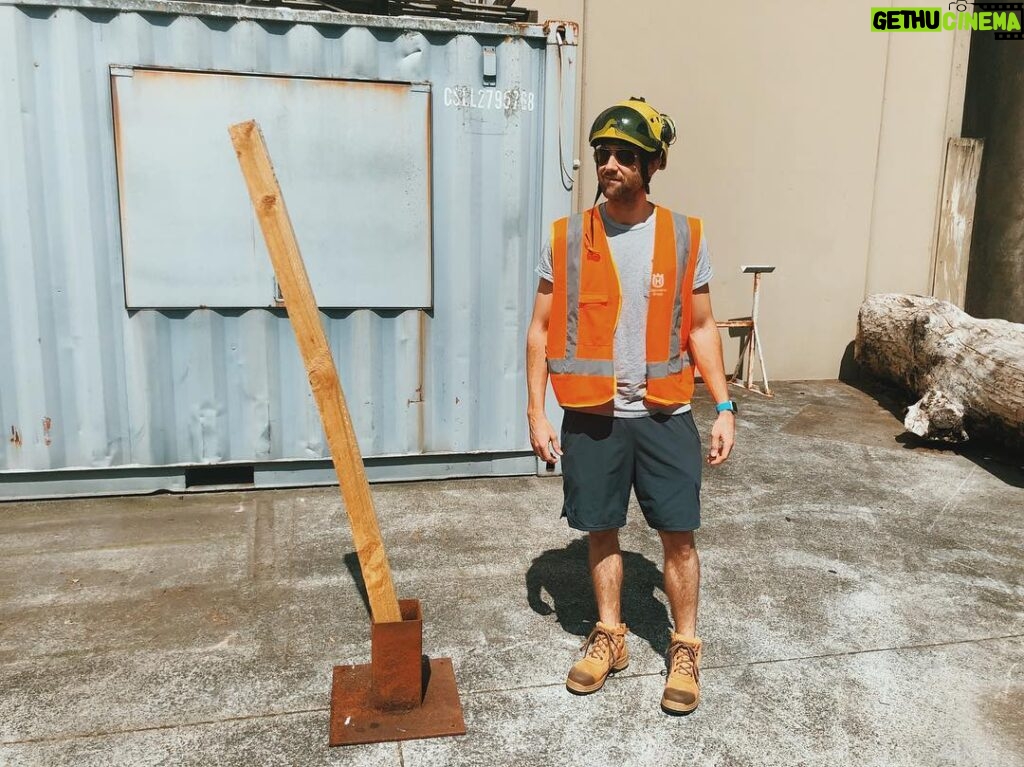 Matthew Lewis Instagram - I am picking up many life skills here in New Zealand and am now available for cutting up any pieces of wood you have lying around. Must provide own chainsaw and high-vis. @babydonefilm