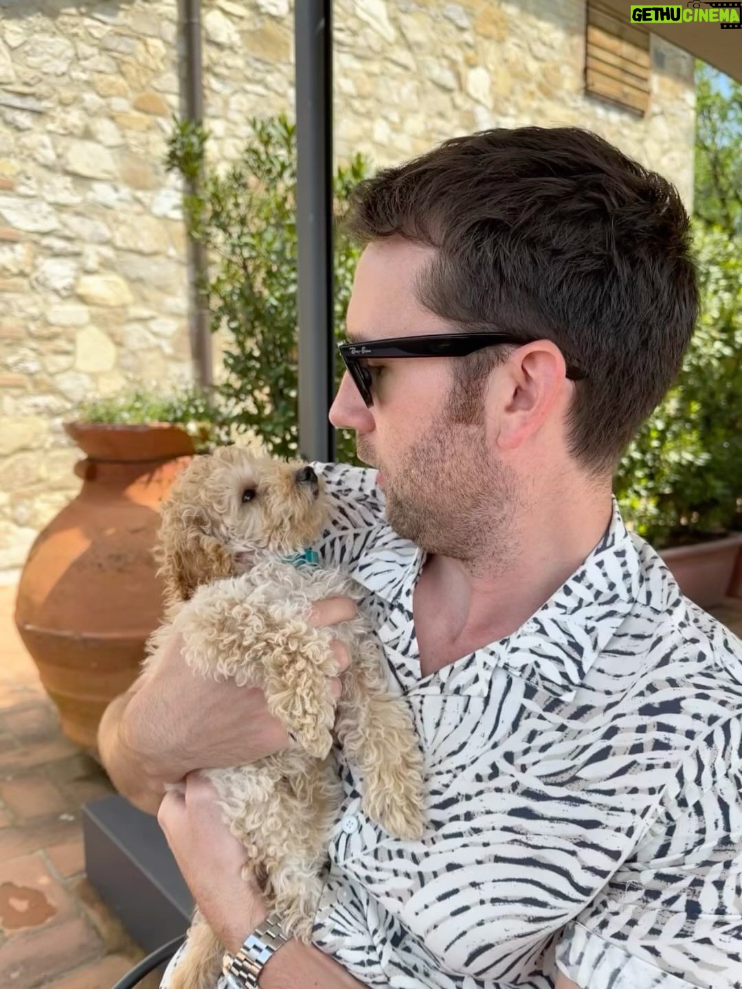 Matthew Lewis Instagram - Had a textbook 🇮🇹 boozy lunch at @poggioamorelli, drinking my new favourite Chianti Classico. All entirely overshadowed by the real star of the show… my main man, Dollarino.