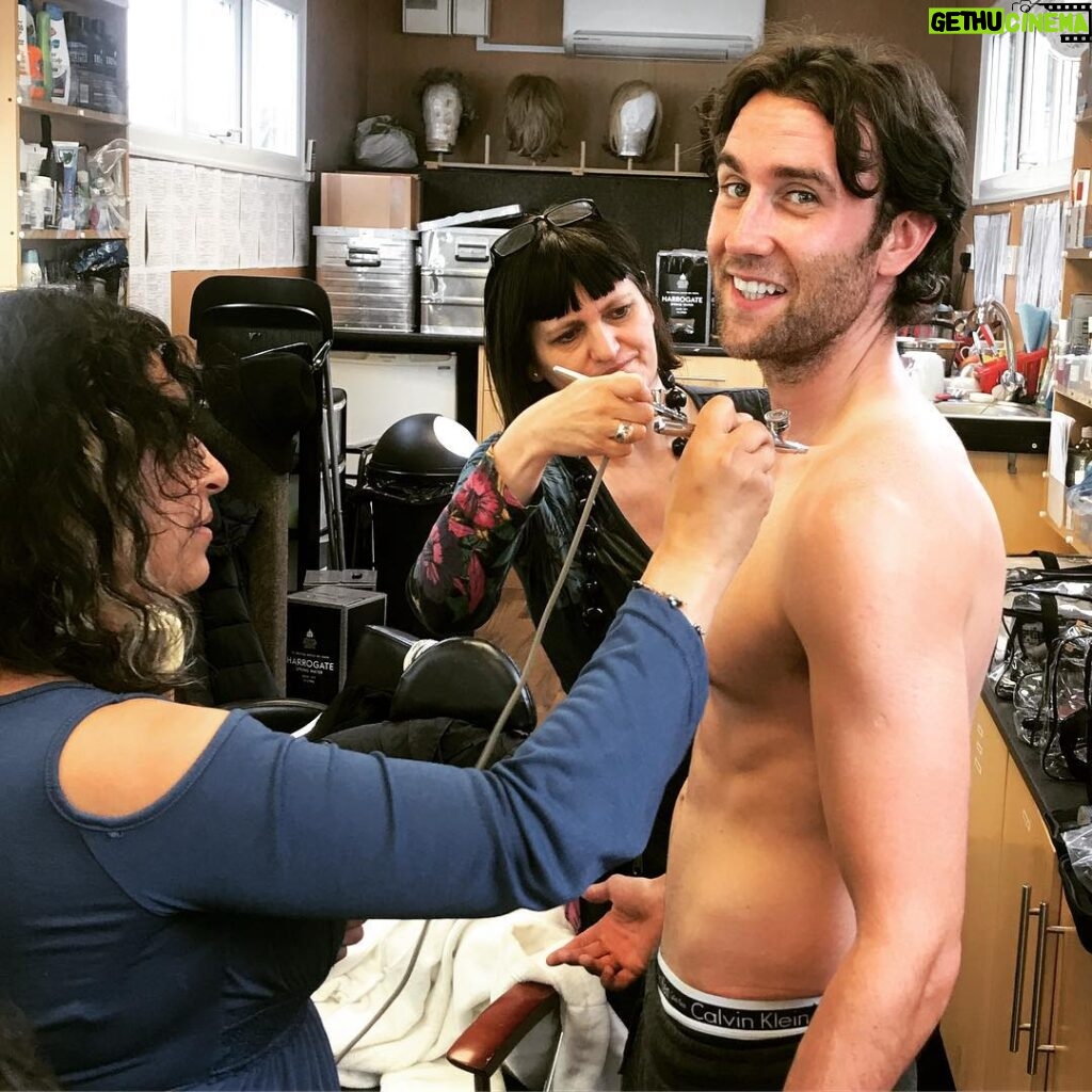 Matthew Lewis Instagram - We all need a bit of airbrushing sometimes. It took two people to cover up my vest tan! #BritAbroad